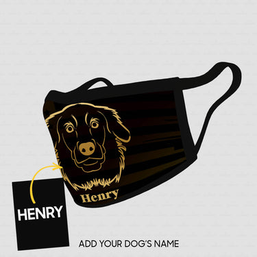 Personalized Dog Gift Idea - Black Dog In Yellow Line For Dog Lovers - Cloth Mask